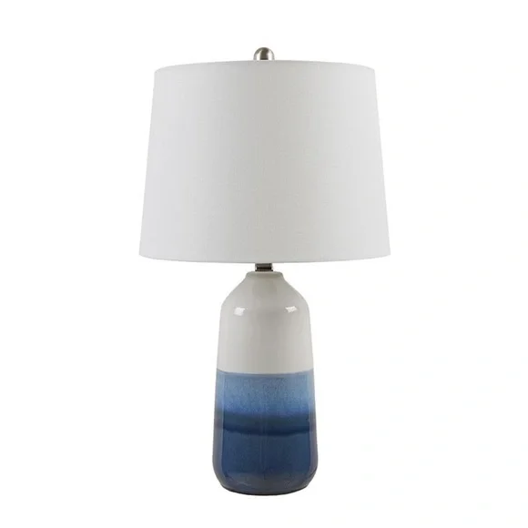 Ceramic Ombre Blue Table Lamp with White Shade - Picture 2 of 9